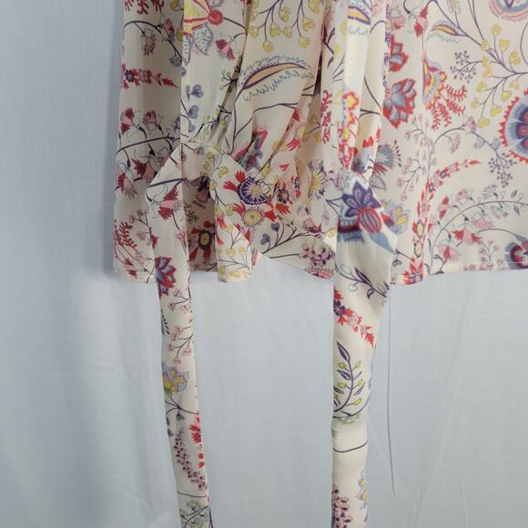 Rose + Olive floral long tie sleeve v-neck top size 3X multicolor boho - Picture 11 of 12